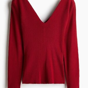 H&M Deep Red V-Neck Sweater
